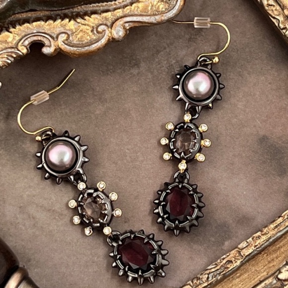 ALEXIS BITTAR • Georgian Stone Triple Drop Earrings - Picture 5 of 5